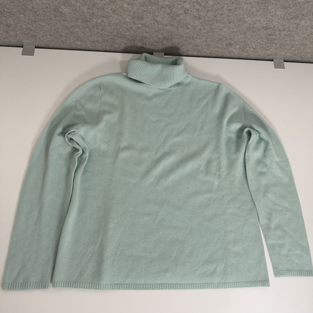 Chadwicks Cashmere Turtleneck Sweater Mint Green Seafoam XL **Fits Large** Top